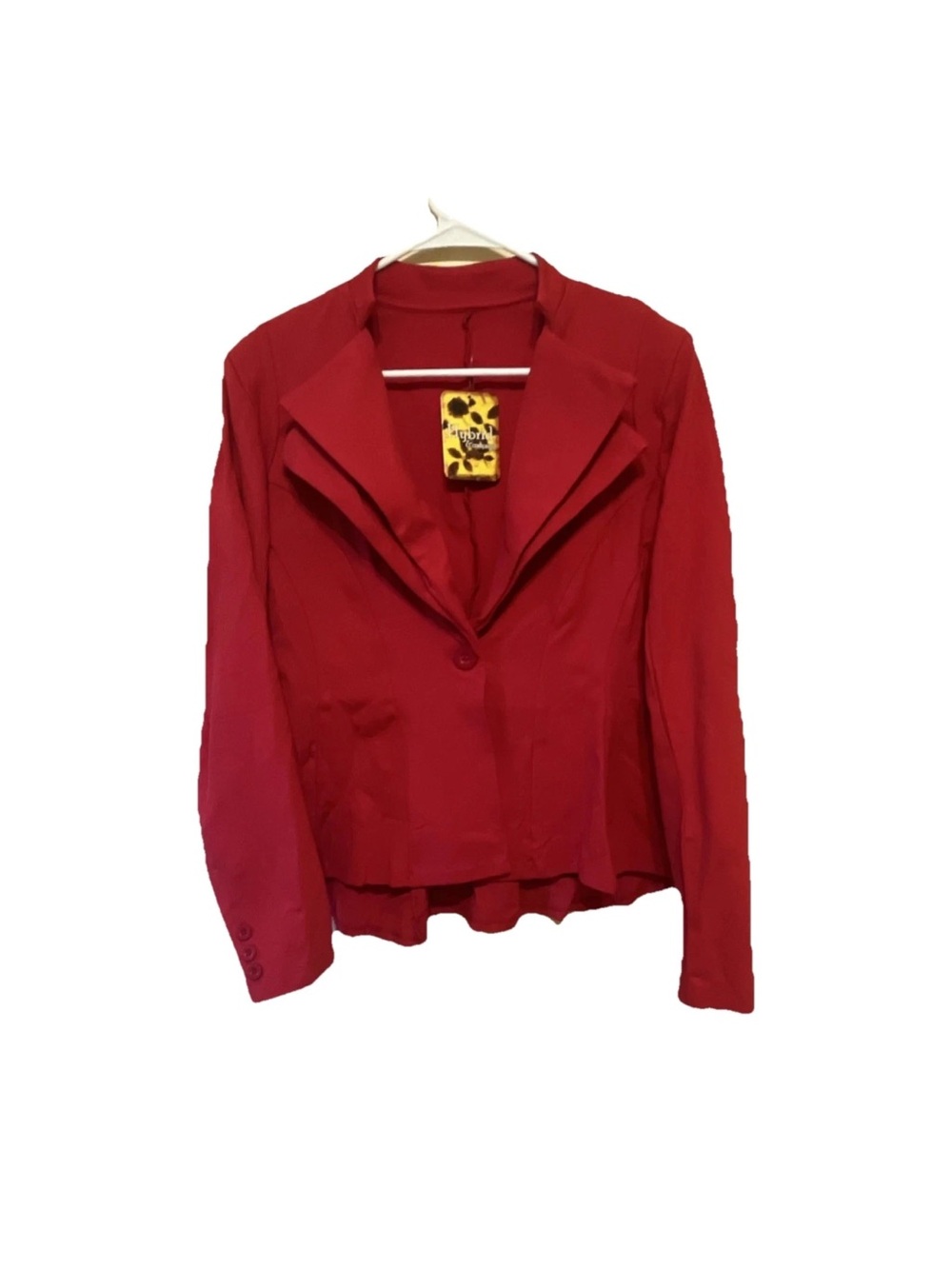 Hybrid & Company Women's Red Blazer Jacket XL Single-Breasted Notch Lapel